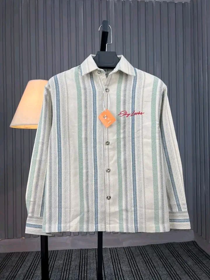 Men's Export Cotton Striped Casual Shirt - Off-White Multi Stripe