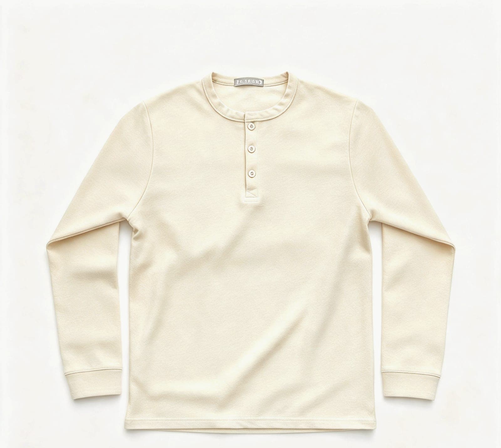 Men's Premium Long Sleeve Textured Henley T-Shirt - Off-White