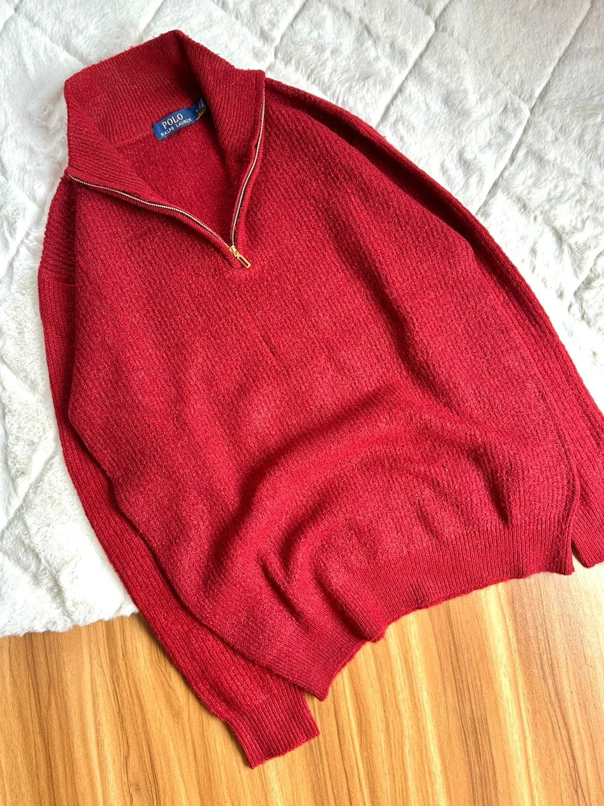 Polo Ralph Lauren Men's Quarter-Zip Ribbed Knit Sweater - Red
