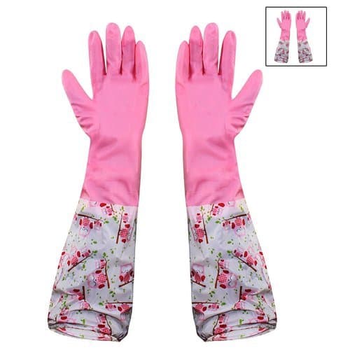 Silicone Dishwashing Gloves with Built-in Scrubber – Multicolor