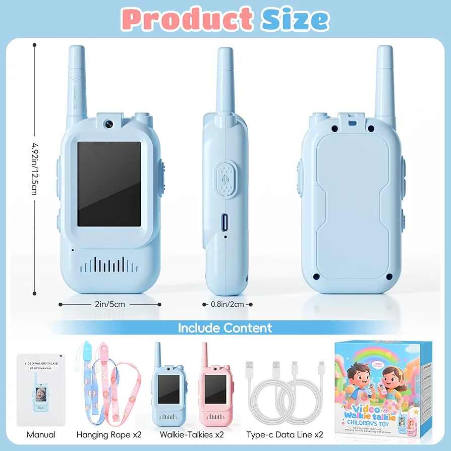 Video Walkie Talkies for Kids – 2 Pack with Camera & Voice Changer