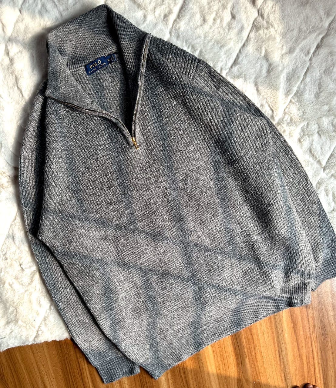 Polo Ralph Lauren Men's Quarter-Zip Ribbed Knit Sweater - Grey