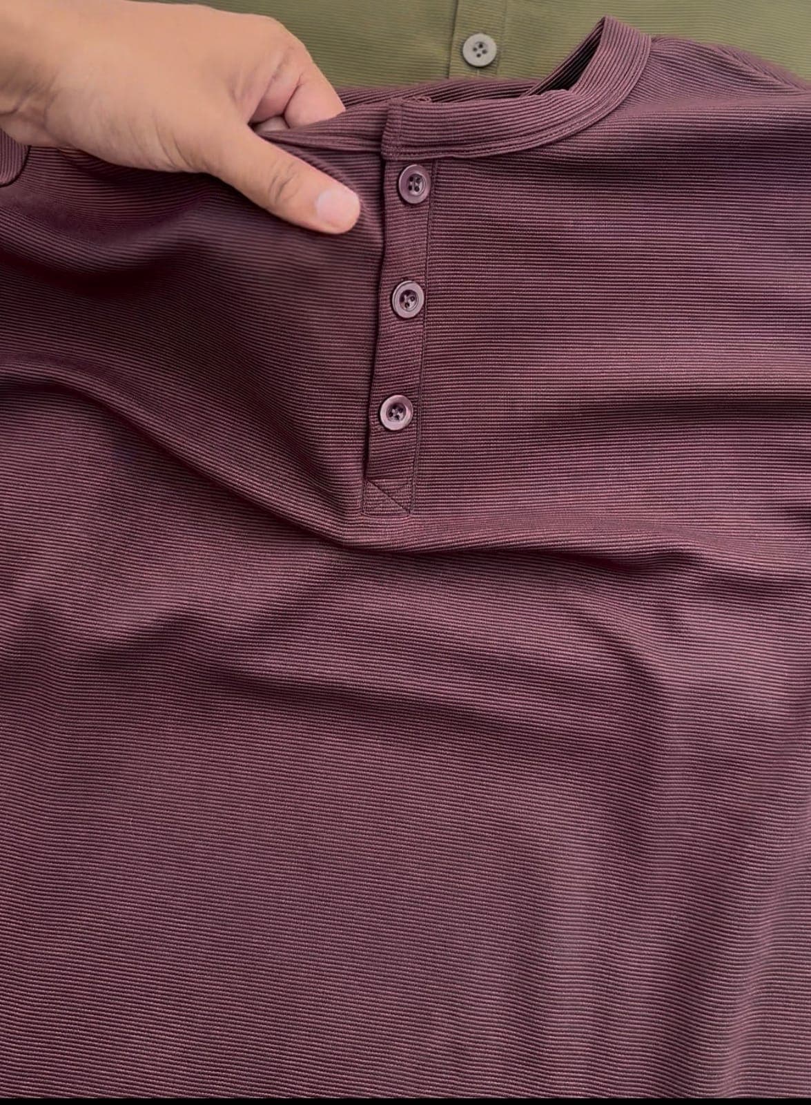 Men's Premium Long Sleeve Ribbed Henley T-Shirt - Dark Plum / Chocolate Brown